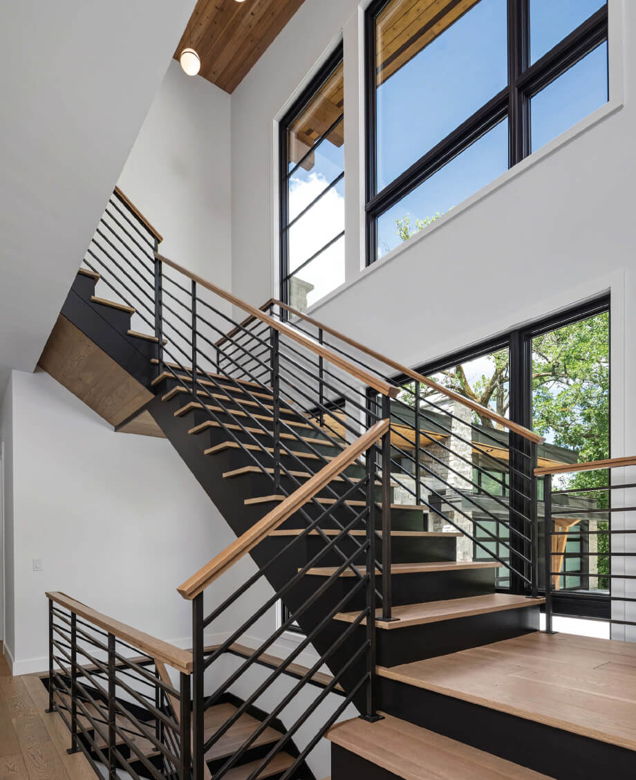 modern windows by stairway